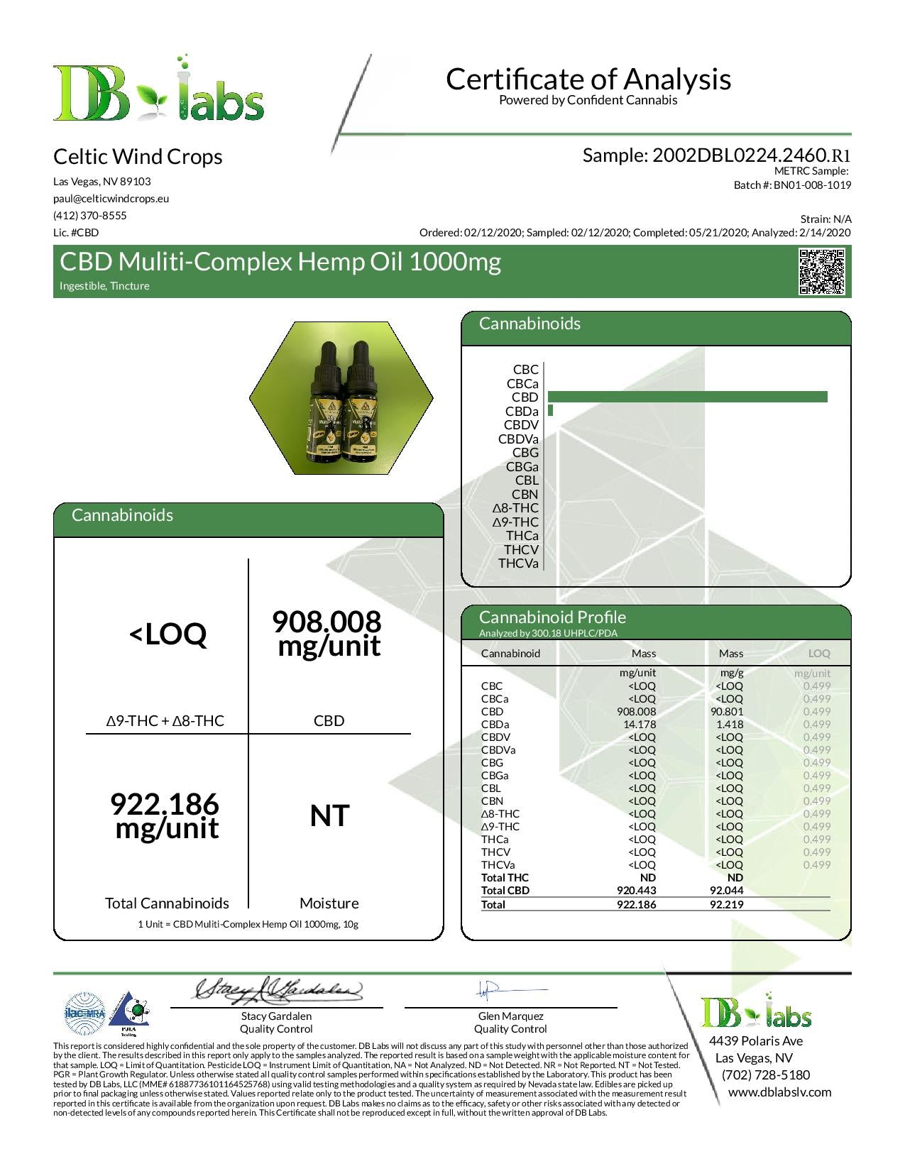 Celtic Wind Crops 1000mg CBD Multi-Complex Hemp Oil - 20ml